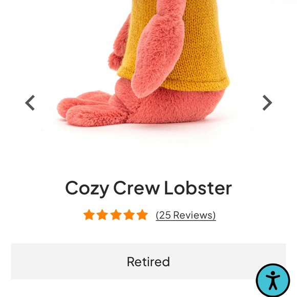 JELLYCAT Cozy Crew Lobster - Retired - Picture 4 of 8